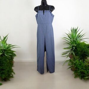 GB Chambray Jumpsuit Womens M Blue Wide Leg Sleeveless Spaghetti Strap Romper